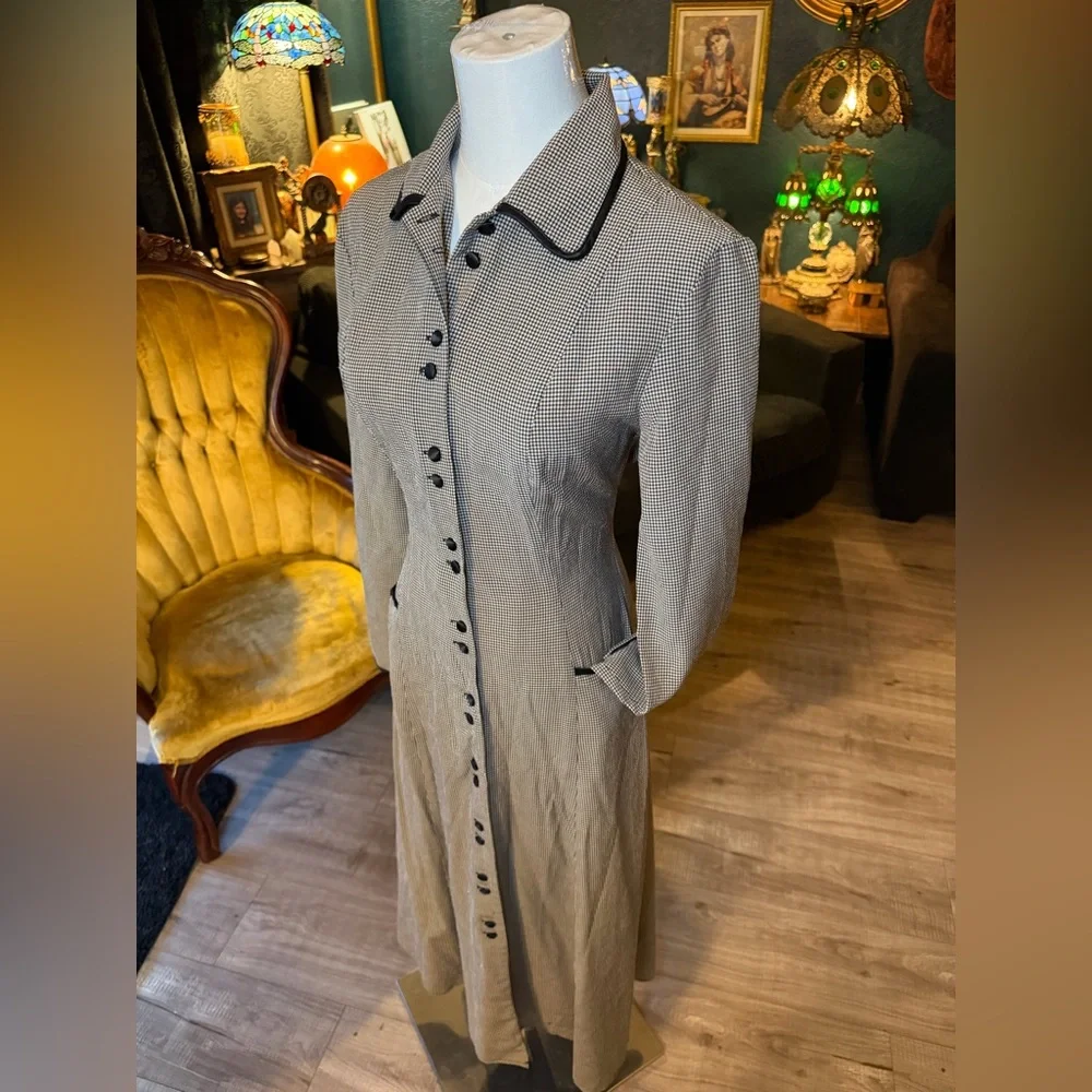 80s Pinup Houndstooth Coat Dress – Vintage Size 6 – Mix It Label - Picture 10 of 12